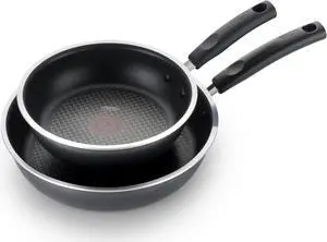 T-fal Signature Non Stick Fry Pan Set 2 Piece: 8 and 10.5 Inch, Oven Broiler Safe 350F, Heat Indicator, Cookware Set Nonstick, Frying Pans, Skillets, Pots and Pans, Home, Dishwasher Safe, Black
