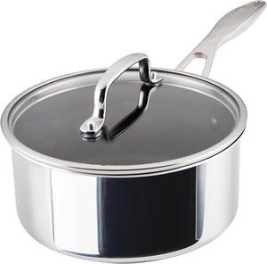 Circulon C1 Series Clad Stainless Steel with ScratchDefense Technology Cookware Nonstick Induction Saucepan with Lid, Metal Utensil Safe, 3 Quart - Polished Stainless Steel