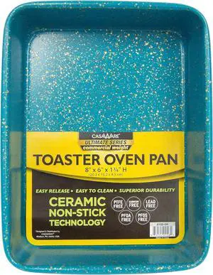 casaWare 8 x 6 x 1.75-Inch Toaster Oven Ultimate Series Commercial Weight Ceramic Non-Stick Coating Pan (Blue Granite)