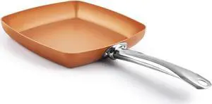 Non-Stick Copper Square Frying Pan, 9.5" Chef Skillet with Ceramic Coating, Oven Dishwasher Safe, PFOA-Free, Home Use for All Stoves Non-Stick Copper Square Frying Pan, 9.5" Chef Skillet with Ceramic Coating, Oven Dishwasher Safe, PFOA-Free, Home Use for All Stoves