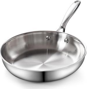 Cooks Standard Frying Pan Stainless Steel, 8-Inch Multi-Ply Clad wok Stir Fry Pan Kitchen Skillet, Silver