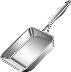 7.5" Japanese Omelette Egg Pan, 316 Stainless Steel Egg Pan, Square Frying Pans for Making Omelets and Bacon, Easy to Clean,Silver