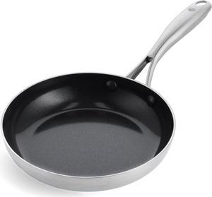 Blue Diamond HD Stainless Steel Clad Pro 11" Frypan Skillet, Diamond Infused Ceramic Nonstick, PFAS-Free, Dishwasher Safe, Oven and Broiler Safe, Silver