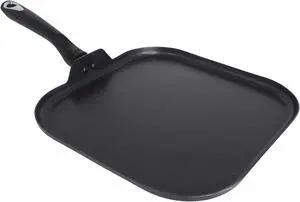 IMUSA 11in Bistro Aluminum Nonstick Square Griddle with Cool Touch Handle, Black IMUSA 11in Bistro Aluminum Nonstick Square Griddle with Cool Touch Handle, Black