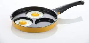 Flamekiss 9.5" Orange Ceramic Coated Nonstick 3-Cup Egg Cooker Pan by Amor, Innovative & Elegant Design, Nano Ceramic Coating w/ Silver Ion (100% PTFE & PFOA Free)