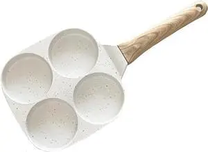 Four Egg Frying Pan, Egg Pan Non Stick Omelette Pan, Suitable for Gas Stove Induction Cookware, Food Grade Granite Mini Egg Cooker Pan for Breakfast
