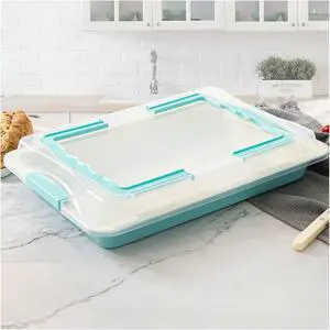 Baking Sheet Pan with Lid, 17inch*12inch Non-Stick Ceramic-Coating Sheet Cake Pan with lid, Easy to Clean, Ovan Safe Baking Tray, Ideal for Baking, Party, and Outdoor Picnics