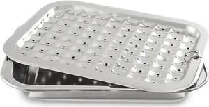 Norpro 274 Stainless Steel Broil/Roast Pan Set, 17 inch, Silver