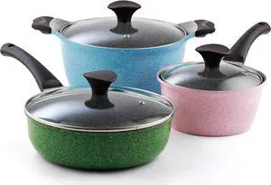 Cook N Home 6-Piece Nonstick Ceramic Coating Cookware Set, Multicolor