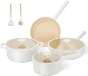 JEETEE Pots and Pans Set Nonstick, 14 Pcs Beige Ceramic Cookware Sets, Healthy & Non-Toxic Cooking Set with Easily Rotate Remove Handle, Oven Safe, PFOA/PFOS Free, (Induction, Gas, Ceramic, Electric) JEETEE Pots and Pans Set Nonstick, 14 Pcs Beige Ceramic Cookware Sets, Healthy & Non-Toxic Cooking Set with Easily Rotate Remove Handle, Oven Safe, PFOA/PFOS Free, (Induction, Gas, Ceramic, Electric)