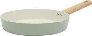 Gibson Home Marbleton 11 Inch Large Aluminum Fry Pan Cookware Non-Toxic Premium Ceramic Non Stick Frying Pan, Kitchen Egg Pan, Omelet Pan, Always Pan, Pots and Pans, Sage Green, Induction Safe
