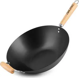 Aroma Housewares 14" Heavy Duty Carbon Steel Cookware (ANW-102) Non-Stick Wok, black