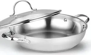 Cooks Standard Wok Stir Fry Pan with Glass Lid, Classic Stainless Steel 12-Inch/30cm Everyday Chef's Pan, Silver