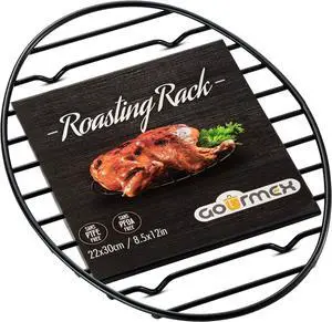 GOURMEX Black Oval Roasting Rack with Integrated Feet | Stainless Steel Kitchen Rack With Non-Stick Coating, PTFE Free | Oven and Dishwasher Safe | Ideal for Cooking, Roasting, Drying, Grilling