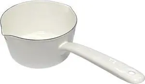 Enamel Milk Pan, 1.2L Mini Butter Warmer, Enamelware Saucepan Pan with Pour Spout, Nonstick Enamel Milk Pot, Enamel Melting Pot for Induction Electric Gas Stoves