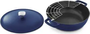 DASH Zakarian by Dash 4.5Qt Nonstick Cast Iron Braiser for Braising, Frying and More - Blue