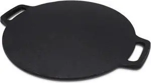 12.6-Inch Cast Iron Roti Tawa, Double Handled Cast Iron Crepe Pan for Dosa, Tortillas