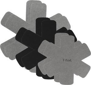 T-fal Premium Pot, Pan Cookware Protectors (6-Pack) for Stacking & Kitchen Organization, 14", 16" 18" Black and Gray