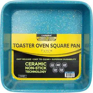 casaWare 7-Inch Toaster Oven Ultimate Series Commercial Weight Ceramic Non-Stick Coating Square Pan (Blue Granite)