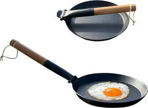 8.2 Inch Non Stick Frying Pan, Pre-Seasoned Carbon Steel Frying Pan Skillet with Folding Handle, Camping Indoor & Outdoor Cooking, Easy to Clean, Suitable for All Kinds of Stoves