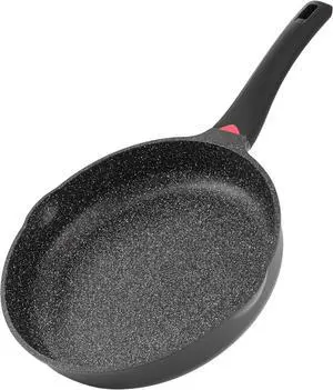 9.5 Inch Non Stick Frying Pans Granite Coated with Pour Spout - 1.9 Quart Skillet with Comfortable Stay Cool Grip Handle - Induction Compatible Non Toxic PFOA Free Ceramic Pan (Black)