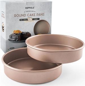 Non Toxic Nonstick 9 inch Round Cake Pans Set of 2 | Quality Non Stick 9 inches Layer Circle Cake Pan 2 inches Deep | Best 9in Baking Pan PFOA, BPA free Nontoxic | 9inch 9inches Cake Pans Set