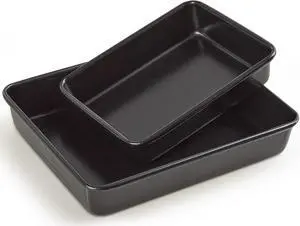 Heavy Roasting Pan Set of 2, Nonstick Rectangular Deep Baking Pans, 0.8mm Lasagna Oven Pan, 11"+8.6"