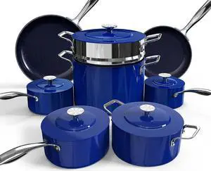 Nuwave Lux 13pc Forged Lightweight Cookware Set PFAS Free, Healthy G10 Duralon Ceramic Coating, Ultra Non-Stick, Stay-Cool Handles, Works on All Cooktops & Induction Ready
