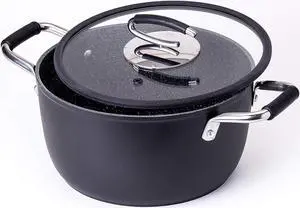 DaTerra Cucina 5 Qt Nonstick Dutch Oven w/Lid | Made in Italy | PTFE, Cadmium, Lead and PFOA free proprietary nontoxic ceramic coating | Oven Safe Stock Pot | Induction