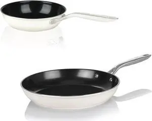 TeChef ValenCera Collection | Ceramic Nonstick Frying Pan Skillet Set, Nontoxic - Nontoxic - Free of PFAS, PFOA, PTFE (Frying Pan/Skillet Set, 8" and 12")