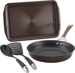 Circulon Symmetry Dishwasher Safe Hard Anodized Nonstick Cookware Pots and Pans Set, 4 Piece (Baking Sheet), Chocolate