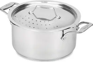 All-Clad Simply Strain Stainless Steel Multipot with Straining Lid, 6-Quart, Induction, Oven Broiler Safe 600F, Strainer, Pasta Strainer with Handle, Steamer Pot, Cookware, Home, Pots and Pans, Silver