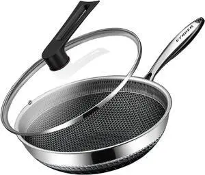 Hybrid 13.5Inch 316 Stainless Steel Pan, PFOA Free Non-Stick Wok, Dishwasher Oven Safe, Stay Cool Handle Skillet, Works with Induction Cooktop/Ceramic/Gas/Electric Stove Hybrid 13.5Inch 316 Stainless Steel Pan, PFOA Free Non-Stick Wok, Dishwasher Oven Safe, Stay Cool Handle Skillet, Works with Induction Cooktop/Ceramic/Gas/Electric Stove