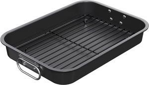 CHEFMADE Roasting Pan, 15-Inch Non-Stick Metal Roasting Pan with Rack, Banking Pan for Lasagna Vegetable and Meat, Chicken Roasting Pan 15.35" x 11.4" x 2.24"