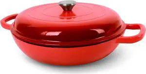 Enameled Cast Iron Dutch Oven, 3.8 Quart Dutch Oven Pot with Lid, Non Stick Dutch Oven Cast Iron Pot, Round Oven Safe up to 500°F, Use for Marinate, Cook, Bake and Serve  Gradient Red