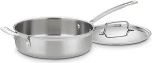 Cuisinart MCP33-24HN MultiClad Pro Stainless 3-1/2-Quart Saute with Helper and Cover Skillet, 3.5-Quart, Sauté Pan w/Helper & Cover