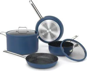 MAISON ARTS Plasma Titanium Coating Non stick Cookware Sets, 6 Piece Induction Pots and Pans Set, Non-Toxic Deep Frying Pan and Casserole with Silicone Glass Lid