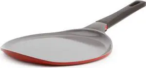 Crepe pan, Neoflam, Ceramic, Nonstick pan, 10 inch, Bakelite Handle, Tawa pan, Griddle, Pancake Maker, Skillet, Omelette, Tortilla, Roti, Naan, Dosa, Lightweight, PFOA free, Red