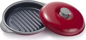 MACONEE Microwave Grill Pan | Microwave Griller, Griddle & Crisper Pan with Lid for Grilling, Browning, and Crisping Foods Microwave Cookware for Grill Meat, Sandwich & Vegetable inside a Microwave