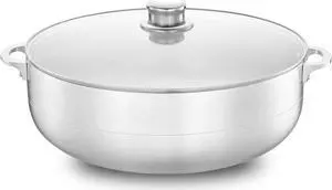 Alpine Cuisine 13-Quart Aluminum Caldero Stock Pot with Glass Lid, Cooking Dutch Oven Performance for Even Heat Distribution, Perfect for Serving Large & Small Groups, Riveted Handles Commercial Grade