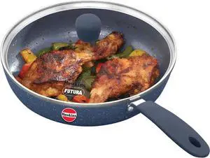 Ceramic Nonstick Frying Pan, 24 cm Diameter, Induction Fry Pan with Glass Lid, Granite Omlette Egg Pan, Fish Pan (ICF24G)