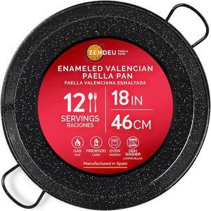 Paella Pan 18 inch - Enameled Steel Paella Pan, Made in Spain - Easy Cleaning - Enameled Steel, 18 in - 46 cm (12 Servings) Cook your own Spanish Paella
