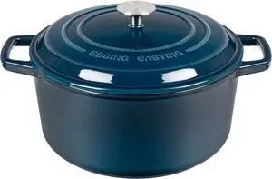 Enameled Cast Iron Dutch Oven Pot with Lid for Bread Baking, Cooking, Bread Oven, 7.5 Quart, Blue