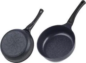 Cook N Home Marble Nonstick Cookware Saute Fry, 8" and 9.5-Inch Skillet Pans, Black