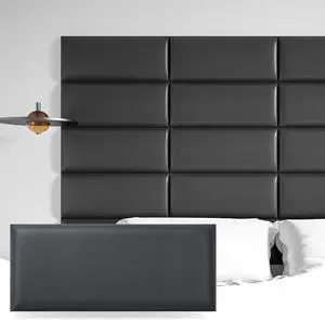 Art3d Peel and Stick Black King Headboard, 12-Pack Upholstered Headboard for Queen, Full-Size Bed, Padded Wall Panel