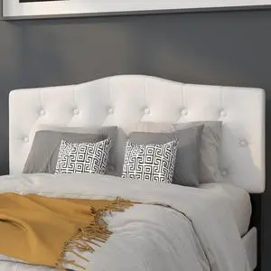 Flash Furniture Cambridge Tufted Upholstered Headboard for Full Size Bed, Contemporary Fabric Tufted Headboard with Adjustable Height, White