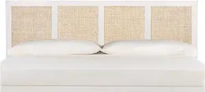 SAFAVIEH Home Collection Vienna White Wash Cane King Headboard Platform