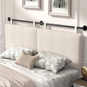 HouseMila Headboard for King Size Bed, Wall Mounted Headboard with Fine Linen Upholstery and Button Tufting, Adjustable Heigh Headboard for Bedroom (Beige, King)