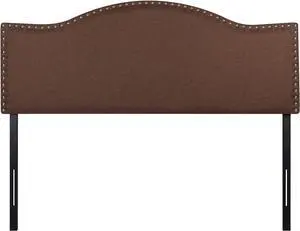 Naomi Home Catalina Full headboard only, Height Adjustable Full Size Bed Headboard, Nailhead Tufted Headboard with 12 Positions, Metal Legs, Wall/Bed Mount, Linen Fabric headboard Full, Espresso
