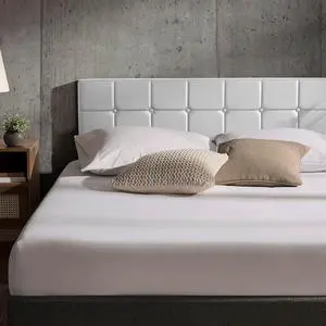 Hearth & Harbor Bed Headboard Queen Size, Button Tufted Queen Headboard Only, Upholstered Headboards Queen, Wall Mounted, Adjustable Height 34-42, Modern Queen Size Headboard, White